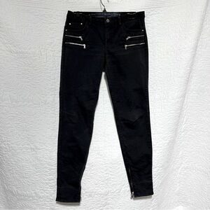 ZARA BASIC Z-Z1975 Zippered Black Denim Pants, Size 8, #189